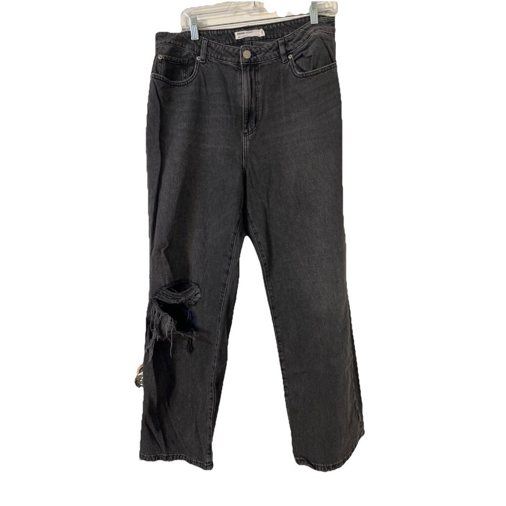 Garage Denim Jeans Women's 31 13 Charcoal Jambe large Wide Leg Distressed Ladies
